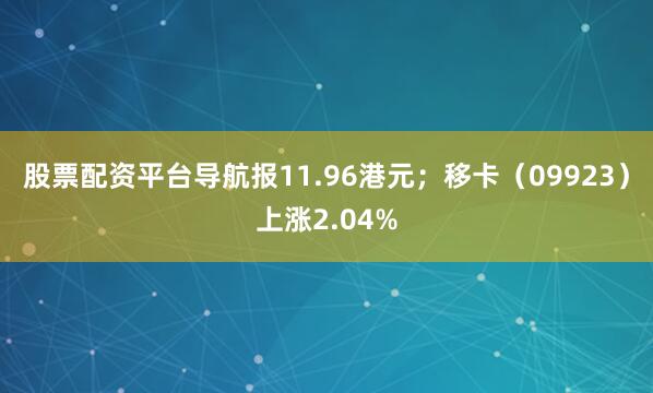 股票配资平台导航报11.96港元；移卡（09923）上涨2.04%