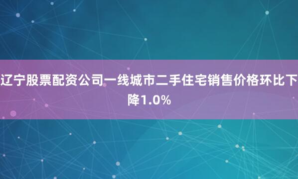 辽宁股票配资公司一线城市二手住宅销售价格环比下降1.0%